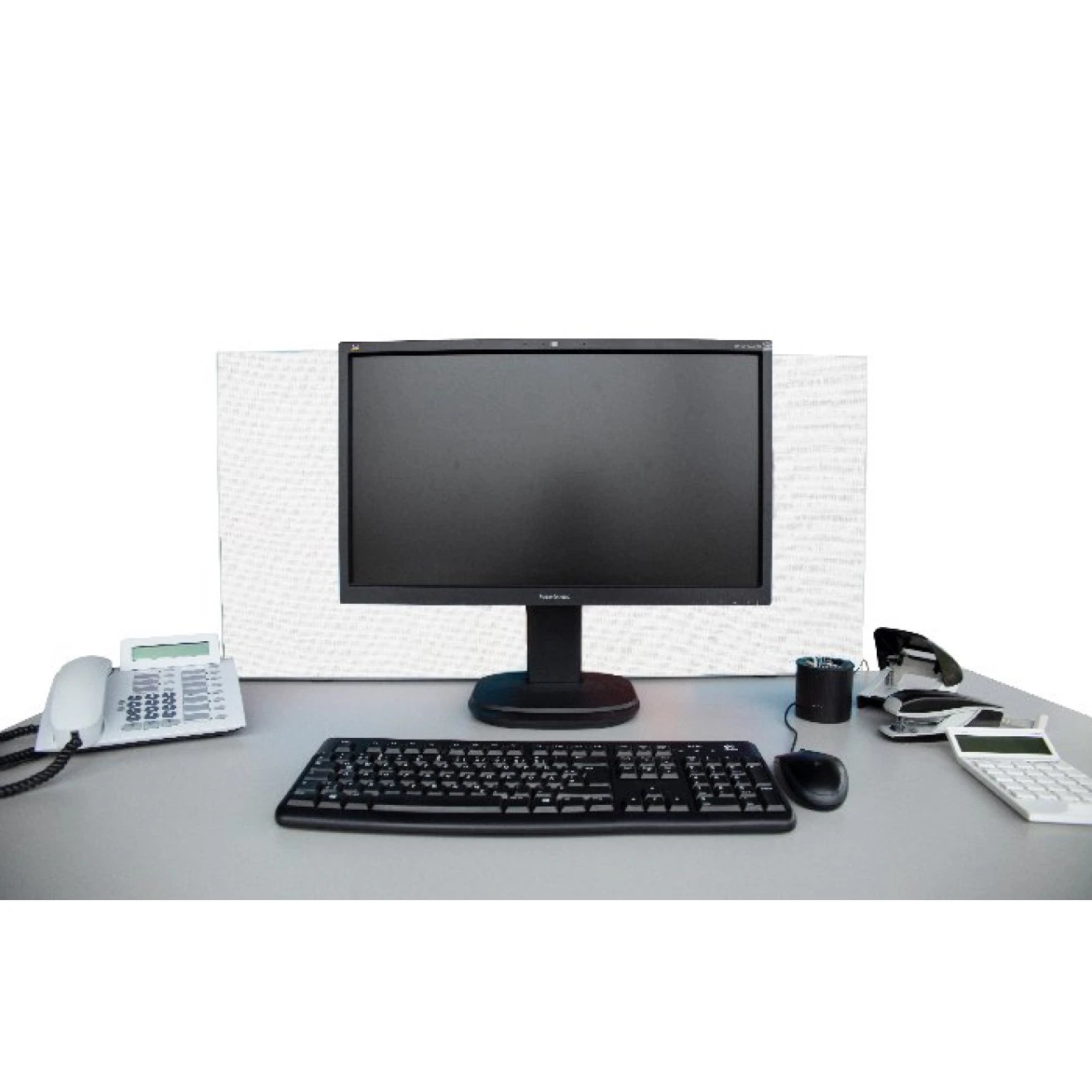 Tischabtrennung 100cm X 50cm X 4,5cm Inkl. Alurahmen - Stoff PG1 Weiss 4 Tischabtrennung 100cm X 50cm X 4,5cm Inkl. Alurahmen - Stoff PG1 Weiss – Bild 2